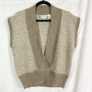Vintage Russ Beige Cream Deep V Neck Sweater Vest Sm